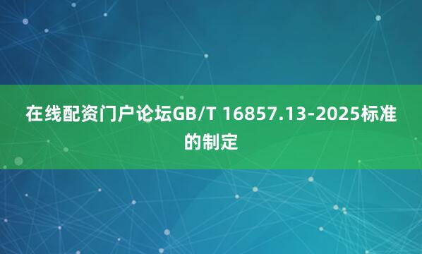 在线配资门户论坛　　GB/T 16857.13-2025标准的制定